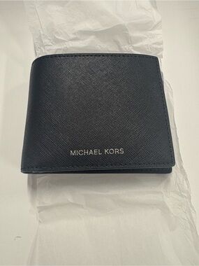 Michael Kors Black Textured Leather Card & Key Wallet